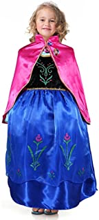 Bascolor Disfraz Anna Frozen Niñas con Capa Princesa Ana Vestido Traje Princesa Anna para Halloween Cosplay Fiesta (4-5 años)