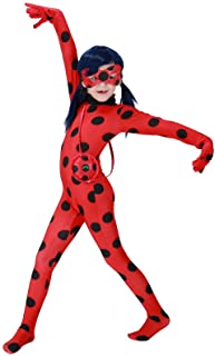 Beunique Disfraz Infantil Miraculous Ladybug para niña- Mariquita- marinetta- Mono- máscara para Disfraz- Disfraz de Carnaval de 3 a 10 años- Halloween- Navidad- Fiesta Regalo