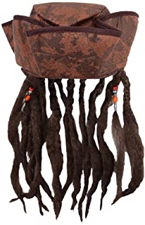 Caribbean Jack Sparrow Fancy Dress Hat With Hair & Beads (peluca)