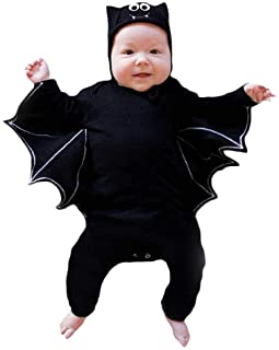 Disfraz Halloween Niña Niño Bebe Recién Nacido Monos de Manga murciélago Tops con Sombrero de Oreja Juego de rol de Halloween para niños pequeños