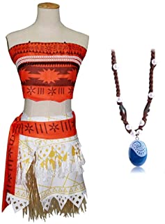 Disfraz Vaiana – Completo – Collar – Niña – Disfraz para niños – Halloween – Carnaval – Cosplay – Idea regalo original Taglia 110-3-4 anni Arancio