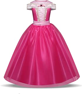 Disfraz de Princesa Aurora Vestido- Traje de Bella Durmiente para Niña (3-10 Años- Rosado)