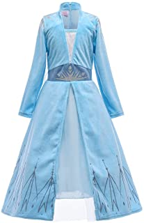 Disfraz de Princesa Elsa para niñas pequeñas- de Terciopelo Suave- de la Reina de Las Nieves- de Manga Larga- para niños