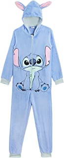Disney Stitch Pijama Entero para Niñas De Una Pieza Super Suaves- Disfraces de Animales- Ropa de Dormir Niña Invierno- Pijamas Monos con Capucha Orejas 3D- Regalos para Niños 13-14 Años