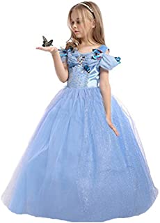 ELSA & ANNA® Princesa Disfraz Traje Parte Las Niñas Vestido (Girls Princess Fancy Dress) ES-CNDR15 (4-5 Años- Azul)