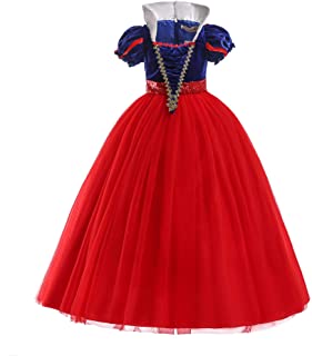 ELSA & ANNA® Princesa Disfraz Traje Parte Las Niñas Vestido (Girls Princess Fancy Dress) ES-SNWRED03 (5-6 Años- Rojo)