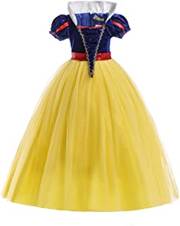 ELSA & ANNA® Princesa Disfraz Traje Parte Las Niñas Vestido (Girls Princess Fancy Dress) ES-SNWYEL04 (5-6 Años- Amarillo)