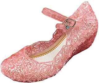 GenialES Disfraz Sandalias de Vestido con Tacón Plástico Princesa Queen Balnco para Cumpleaños Carnaval Fiesta Cosplay Halloween Niña EU30-EU35