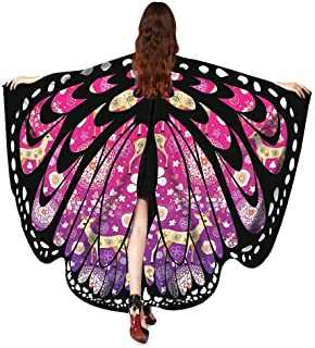 Guobin Chal de Alas de Mariposa Duendecillo para Adulto Mujer Capa de Muchacha Accesorio para Disfraz Playa Fiesta