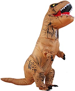Halloween Adulto Inflable T Rex Dinosaur Partido Dinosaurio Hinchable Traje Funny Dress Brown (Puerto USB)