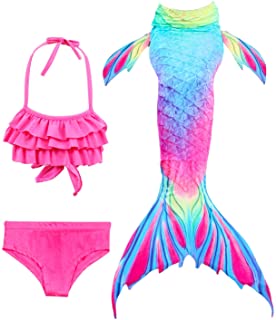 Hifunbay Cola de Sirena niña para Nadar Incluido Traje de Sirena baño de Bikini de 3 Piezas