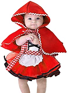 IBTOM CASTLE Disfraz Caperucita Roja Traje del Vestido Niña Bebé Ropa Recien Nacido Vestido Infantil Disfraz de Princesa de Niñas para Fiesta Carnaval Cumpleaños Cosplay 3meses a 4 años