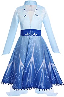 IWEMEK Disfraz Elsa Frozen 2 Vestido de Princesa con Abrigo Capa y Accesorios Reina de Las Nieves Traje Carnaval Halloween Navidad Fiesta de Cumpleaños Disfraces para Niñas 3-11 Años