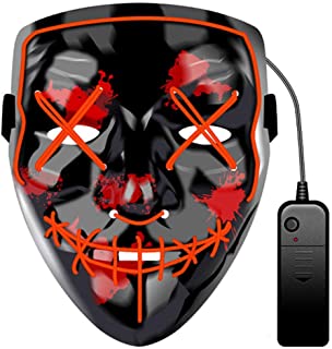 JCT Halloween LED Máscaras Purga Grimace Mask Horror Mask Scary LED Ilumina Máscaras para Halloween- Fiestas de Disfraces- Mascaradas- Carnavales- Regalos For Adultos Infantiles (Rojo)