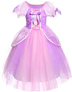 JerrisApparel Niña Princesa Disfraz Rapunzel Papel Cosplay Partido Tul Vestido