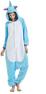 KiKa Monkey Flanela Unicornio Cartoon Animal Novedad Navidad Pijama Cosplay (S- azul)