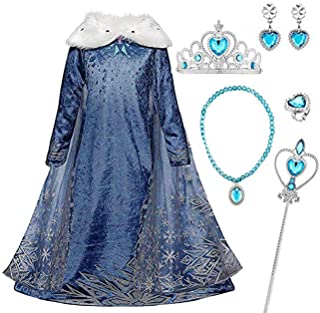 Kosplay Vestido Disfraz Princess de Cosplay para Regalo Otoño Invierno Navidad Halloween Carnaval Ceremonia Accesorios Elegante Conjunto de 6 Puntos Azul