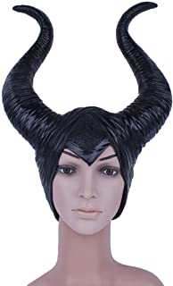 Maleficent with Witch Horns Máscara de bruja negra - Perfecto para carnaval- carnaval y Halloween - Disfraz de adulto - Látex- unisexo Talla única