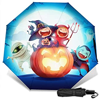 Manual de Fiesta de Disfraces para niños de Halloween Tríptico Plegable Viaje Compacto Paraguas de Lluvia Protección UV Fuerte a Prueba de Viento