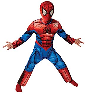 Marvel Spider-Man Deluxe Classic pasado - Traje de Niño - Grande - 128 cm - Edad 7-8