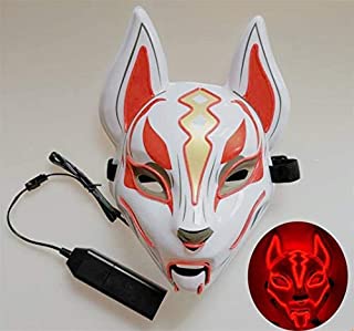 NKJBUVT Máscara De Zorro Línea De Neón Accesorios De Disfraces De Halloween Máscara Brillante Inducción Drift Máscara Controlador Flash con Música para Fiesta Cosplay (Verde) @ Rojo