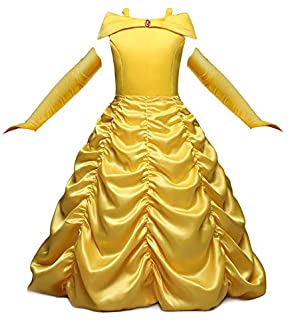 NNDOLL Vestido de Princesa Hermosa Belleza Traje de Bestia niña Carnaval Vestido Amarillo 03