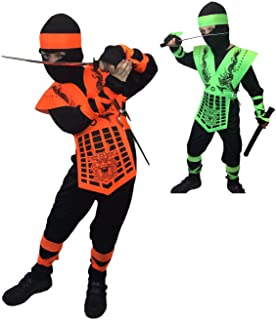 Neon Ninja Disfraces- Gomas Johnnies- niños- 3 tamaños- Naranja y Verde