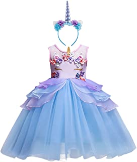 Niña Princesa Vestido Unicornio Disfraz de Cosplay para Fiesta Carnaval Bautizo Cumpleaños Comunión Flor Niñas Dama de Honor Boda Velada Vestido 3-10 Años