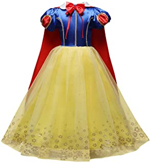 OBEEII Blancanieves Disfraz con Capa Snow White Carnaval Traje de Princesa Cuentos Infantiles para Halloween Navidad Fiesta Ceremonia Aniversario Cosplay Costume para Niñas Chicas 3-8 Años