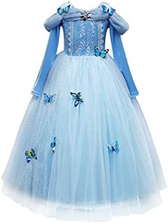 OBEEII Cenicienta Disfraz Cinderella Carnaval Traje de Princesa para Halloween Navidad Fiesta Cosplay Costume para Niñas Chicas 3-9 Años