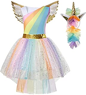 Pretty Princess Disfraz de Unicornio Vestido Princesa para Fiesta Carnaval de Niña 3-4 años (104 cm)