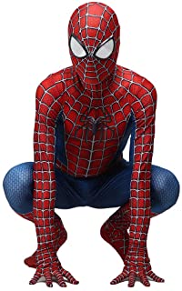 QWEASZER Traje clásico de Peter Parker Traje de hombre araña Traje de Spiderman Cosplay zentai Disfraz Halloween Disfraces Fiesta de disfraces Disfraces de disfraces