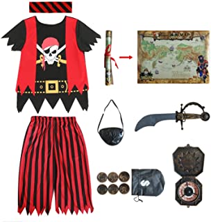 Sincere Party Disfraz de Pirata para niños- Juego de rol Pirata- Conjunto Completo de 8 Piezas para niños tamaño 3-4-5-6-7-8-8-10