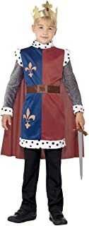 Smiffy.S 44079S Disfraz Medieval Del Rey Arturo Con Túnica Capa Y Corona- Rojo- S - Edad 4-6 Años