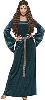 Smiffy.S 45497L Disfraz De Doncella Medieval Con Vestido Y Diadema- Verde- L - Eu Tamaño 44-46