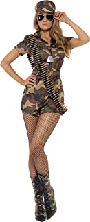 Smiffy.s Disfraz de mujer soldado sexy- camuflaje- con mono de pantalones cortos- cinturó- Color- S - EU Tamaño 36-38 (28864S)