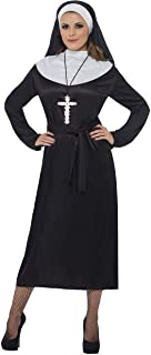 Smiffy.s Smiffys-20423L Disfraz de Monja- con Vestido y Velo- Color Negro- L-EU Tamaño 44-46 20423L
