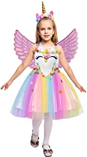Spooktacular Creations Disfraz de Princesa Fiesta Unicornio Vestidos con Diadema y alas para niños (S)