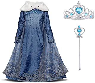 URAQT Vestido Princesa Disfraz Traje Parte Disfraces Las Niñas Vestido- Cosplay de Disney Disfraz de Halloween- Cumpleaños- Carnaval y la Fiesta- 110cm