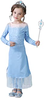 Vicloon Disfraces de Niña- Disfraz de Princesa Elsa & Anna Reina Frozen con Pantalones- Corona y Cetro- Vestido de Princesa Elsa para Carnaval- Cosplay- Navidad- Fiesta de Cumpleaños