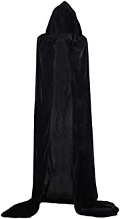 Westeng Largo Capa de Halloween Negro Capa con Capucha Disfraz de Caballero Deluxe Fiesta Disfraces para Mujeres Hombres Size XXL-170cm