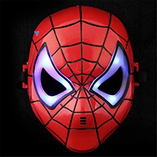 XUEE Máscara de Halloween Navidad para niños- Juego de Roles Luminous Spider Man Máscara de Carnaval Accesorios para Fiestas Infantiles con Luces Máscara Brillante-A