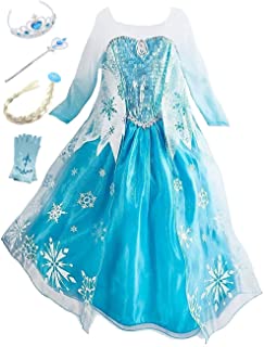 YOSICIL Princesa Disfraz de Princesa Frozen Elsa Disfraces de Princesa Gradiente Fancy Dress Elasticidad niña Lentejuela Impreso Nieve Accesorios con Capas 3-9 años