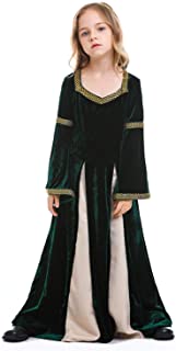 icewalker Disfraz Medieval Infantil Vestido de Lujo Reina de Las Ninas Verde Vestido de Princesa Tudor