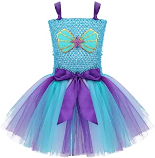 ranrann Vestido Tutú de Princesa Sirena para Niña Disfraz de Sirenita Vestido Fantasía con Asteroidea Fancy Dress para Fiesta Halloween Carnaval